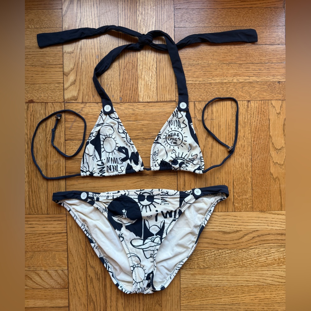 Marc By Marc Jacobs Black & White Graphic Bikini Set